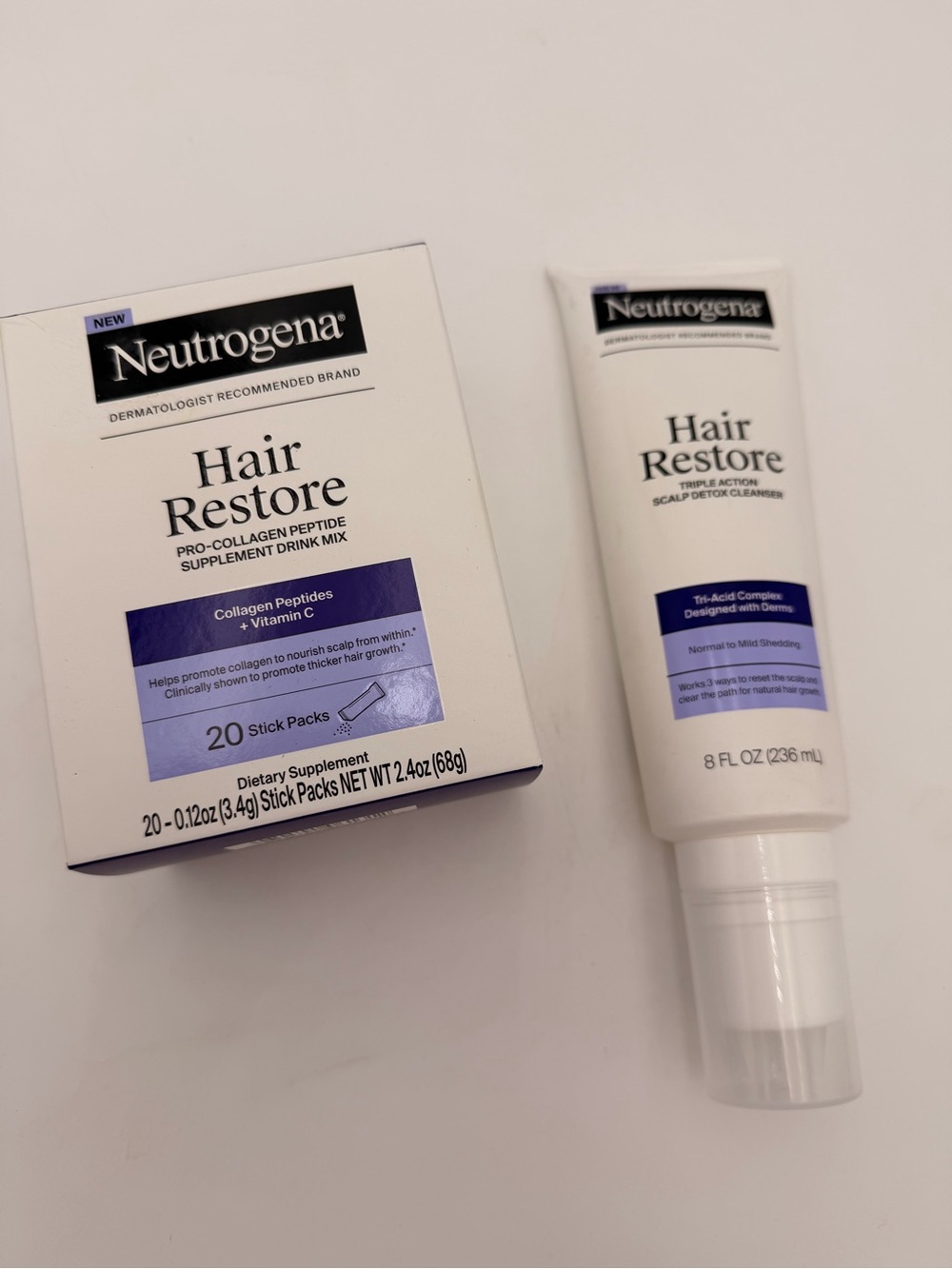 Neutrogena Hair Restore Pro-Collagen Peptide Supplement & Scalp Cleanser - White